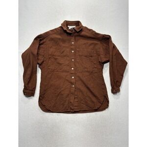 Sakowitz Vintage Brown Wool Button Front Collared Shirt Womens 8 Long Sleeve Top